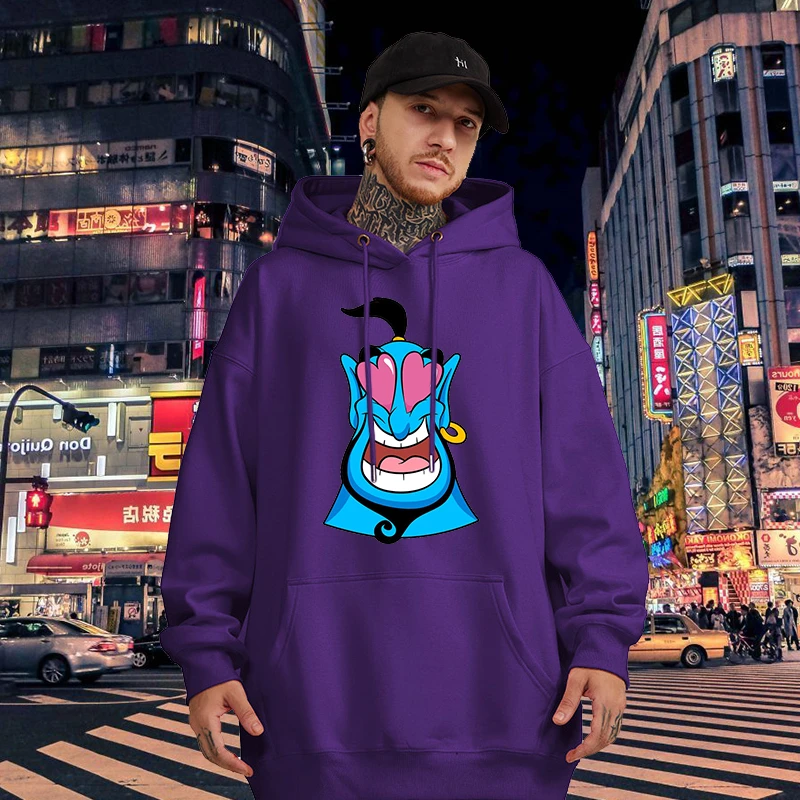 Anime Men Hoodies Pocket Kawaii Graphics Disney Aladdin Cozy Popular Streetwear Daily Male Sweatshirts Autumn Winter Clothes