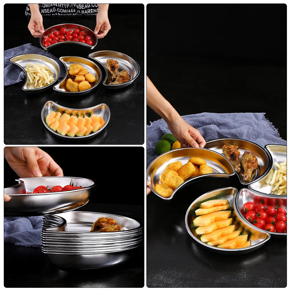 

Stainless Steel Moon Shape Fruit Plate Kitchen Tray Home Vegetable Dish Practical Multi-Functional Storage