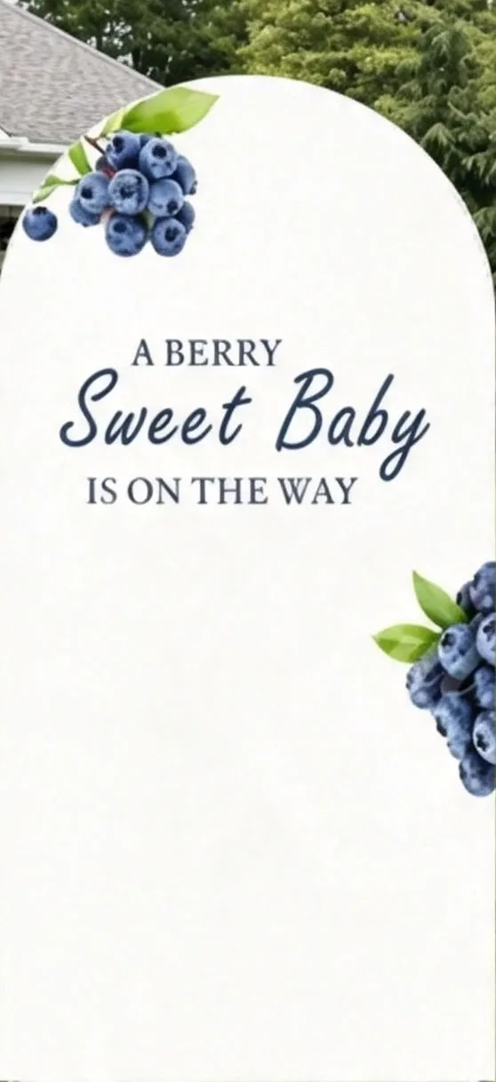 Custom 2-Side A Berry Sweet Baby Is On The Way Baby Shower Arch Backdrop Cover Blue Square Birthday Party Decor Backdrop Photo