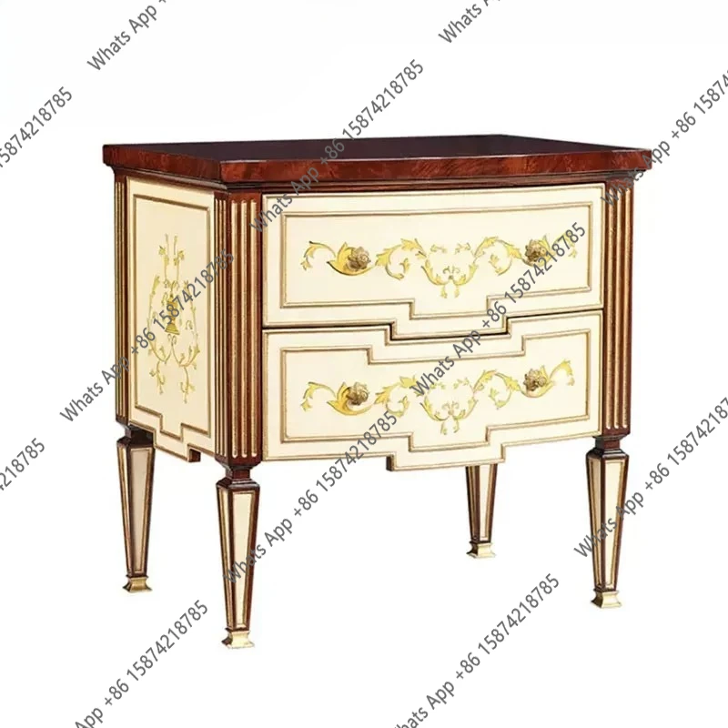 

English solid wood bedroom locker three-bucket cabinet decorative cabinet European villa mansion furniture