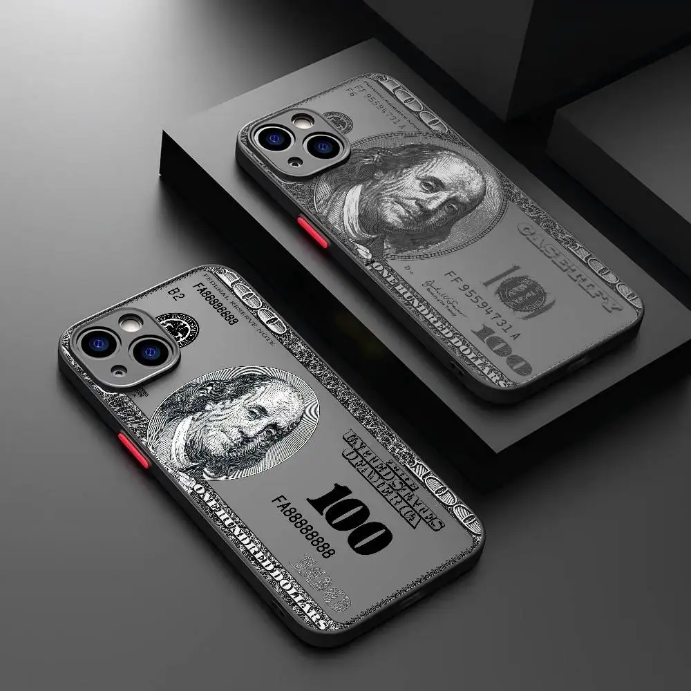 USD Dollar Beliebtes Design Handyhülle für iPhone 14 11 12 13 Mini Pro Max 8 7 Plus X XR XS MAX Durchscheinende matte Abdeckung