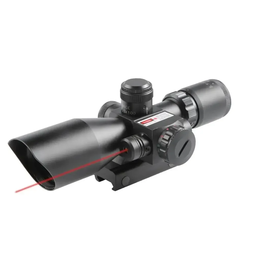 2.5-10x40 Laser Scope Riflescope For 20mm Mounts Red Green Illuminated Tactical Scope For Hunting Airsoft Sight