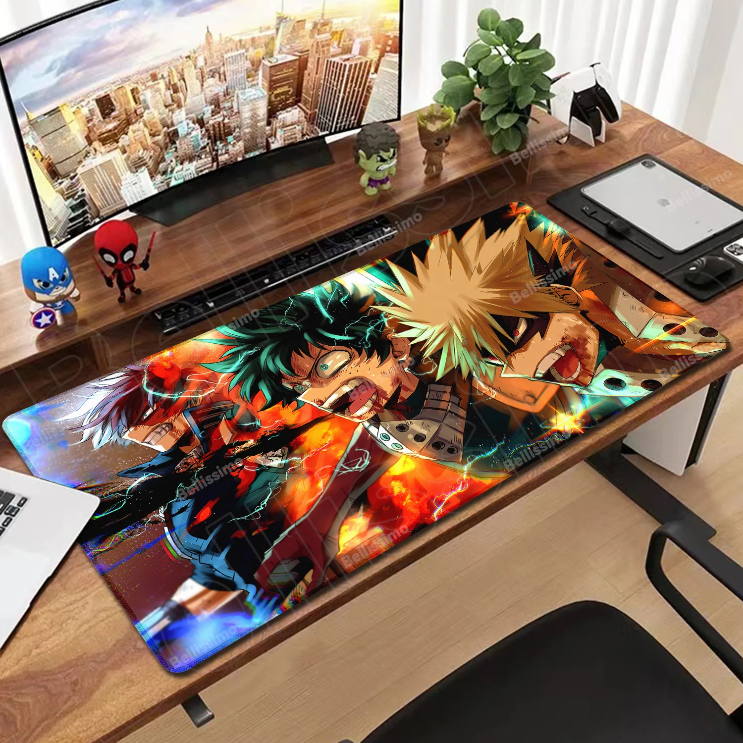 

Противоскользящий резиновый коврик для мыши в стиле японского аниме My Hero Academia Bakugou Katsuki, коврик для клавиатуры с большим замком и краем для геймера, коврики для компьютерного стола