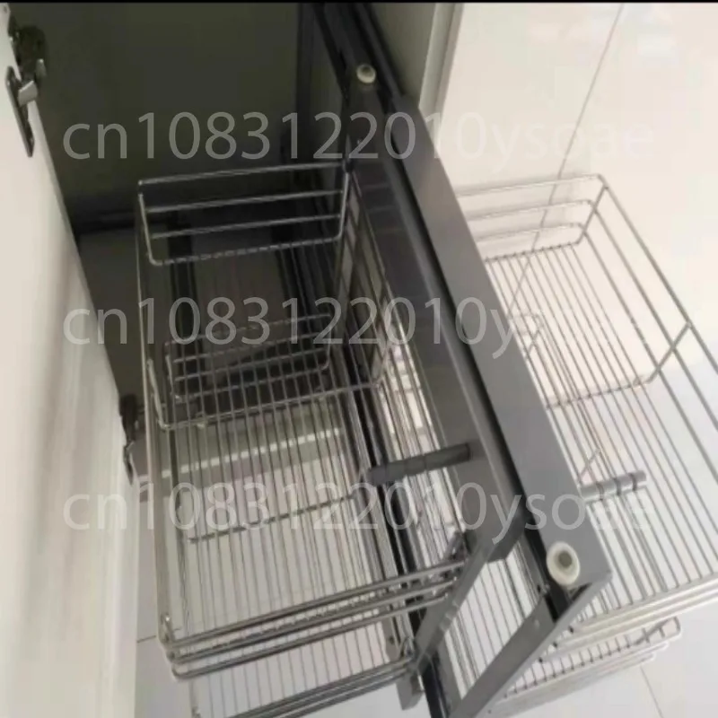 Drawer Style Storage Rack Tempered Glass At The Corner of The Cabinet Fully Pull-out Basket Built-in Kitchen