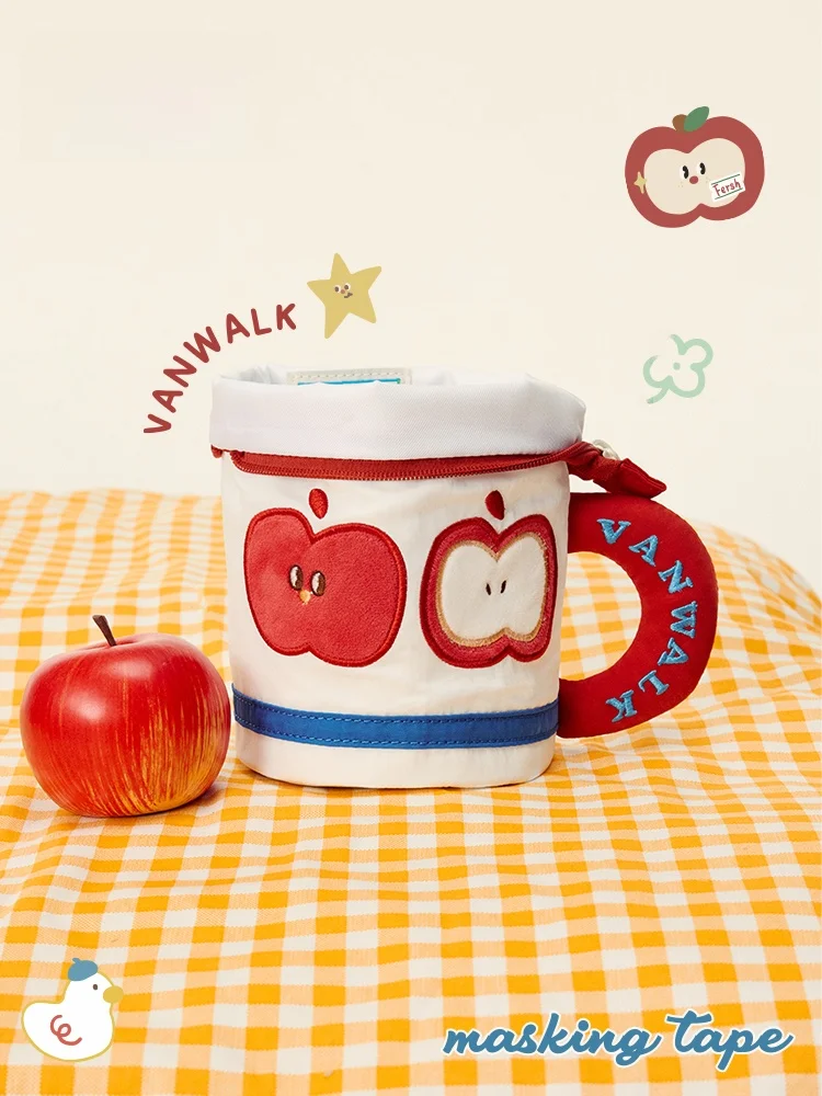 VANWALK Farm Series  Design High Aesthetic Cylinder Zipper Pencil Case Creative Water Cup Stationery Storage Bag