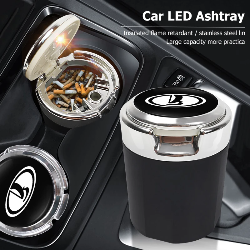 Car Emblem LED Ashtray Portable Smoke Ashes Holder For Lada Vesta Niva Samara 2109 Kalina Largus Priora Xray Granta Cross 2112