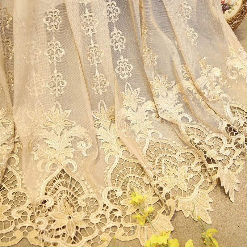 Custom Size European hollow water-soluble embroidered window screen partition curtain Curtains for Living dining room bedroom