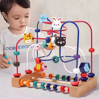 Baby Wooden Toys 6 12 month Bead Maze Roller Coaster Kid Montessori Early Educational Counting Learning Circle Toys for Children