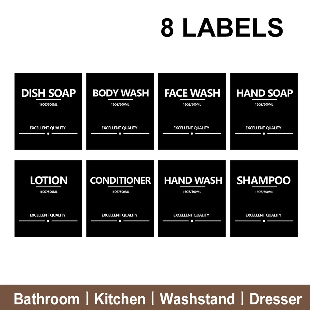 2/3 PCS 500ML Soap Dispenser Refillable Pump Bottle Bathroom Shampoo Shower Gel Body Wash Kitchen Liquid Container with 8 Label