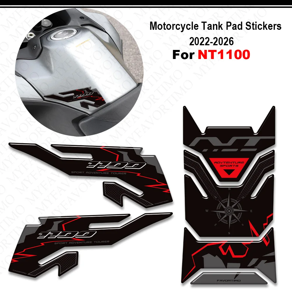 For NT1100 NT 1100 DCT Sport Tourer Tank Pad 3D Stickers Tank Pad Cap Grips Gas Fuel Kit Knee Decals 2022-2026