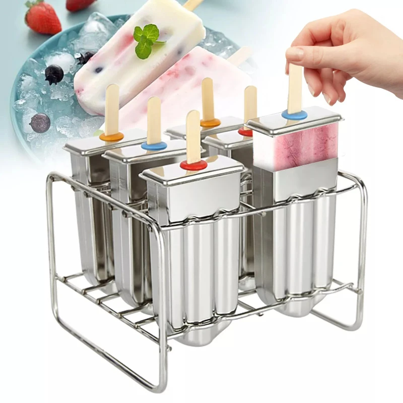 

Stainless Steel Popsicle Mold Ice Cream Popsicle Stick Mold Holder Maker Ice Makers with Tray Industrial Home Kitchen DIY Tool