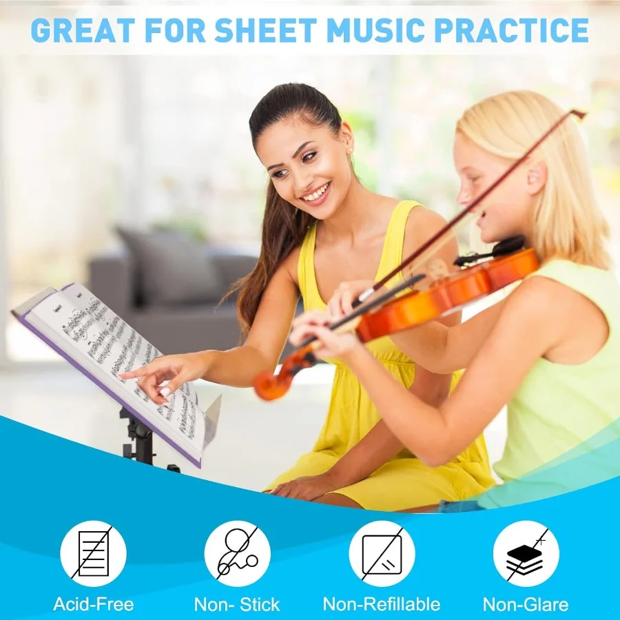 6 عبوات من الألواح البلاستيكية مع أكمام بلاستيكية 24 جيبًا لمحفظة العرض الفنية مقاس 8.5 × 11 بوصة مجلد محفظة فنية مع Cle