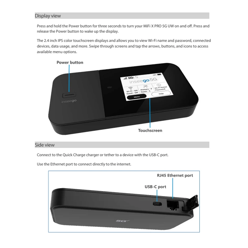 Inseego MiFi X PRO 5G M3100 Portable Wireless WiFi Dual-band Mobile Network Pocket Hotspot With Sim Card Slot RJ45 Ethernet port