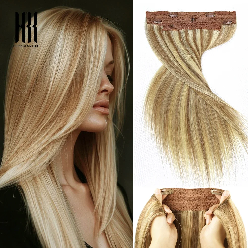 هالة الشعر التمديد شعر بشري حقيقي سلك غير مرئي الشعر التمديد مع سلك شفاف قابل للتعديل حجم خط السمك الشعر التمديد