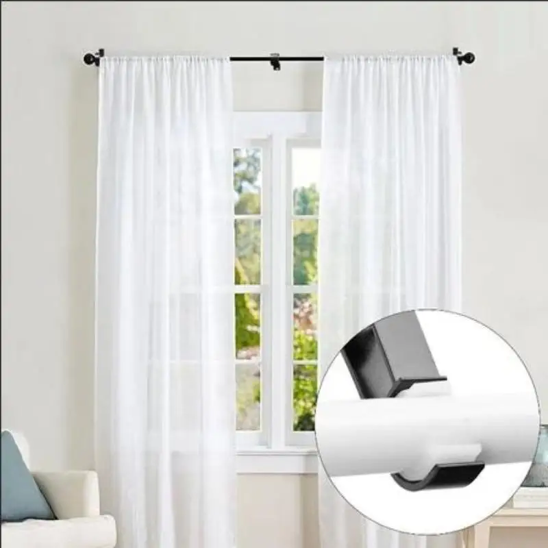 Double Curtain Rod Bracket 4Pcs Set Heavy Duty Metal Base High Strength Window Curtain Pole Holder for Villa Home Use