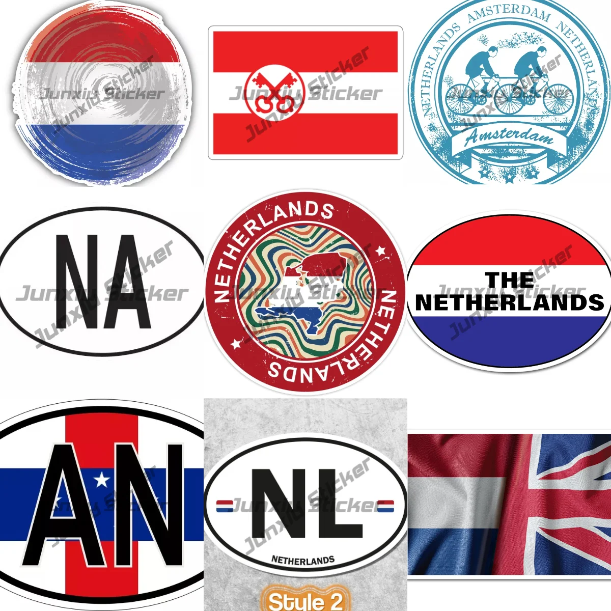 

Flag of Groningen Leiden Netherlands Sticker Netherland Antilles Oval Code Country AN NL Vinyl Die-Cut Decal Stickers on Car SUV