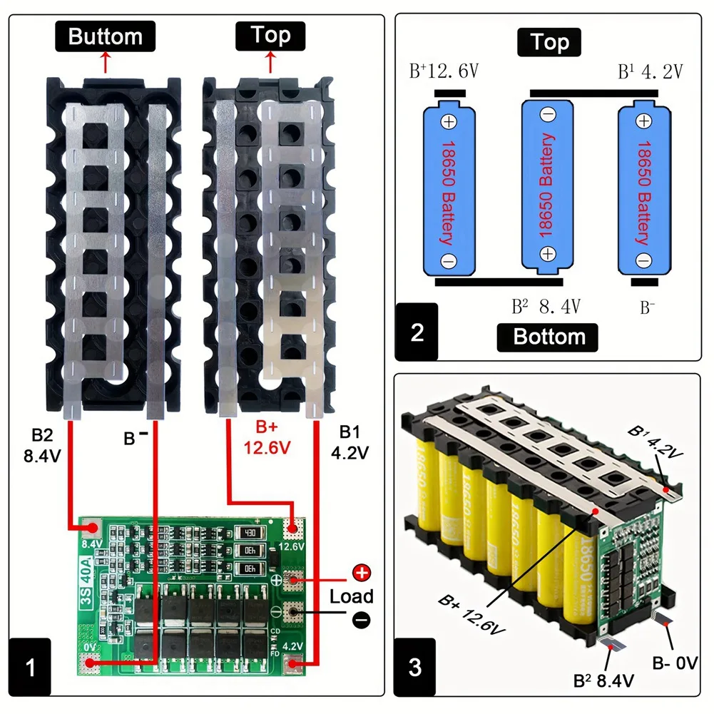 12V 7Ah Battery Box Holder for 18650 Battery 3x7 Nickel with Storage Box Part with PCB Board DIY Battery Pack Organizer