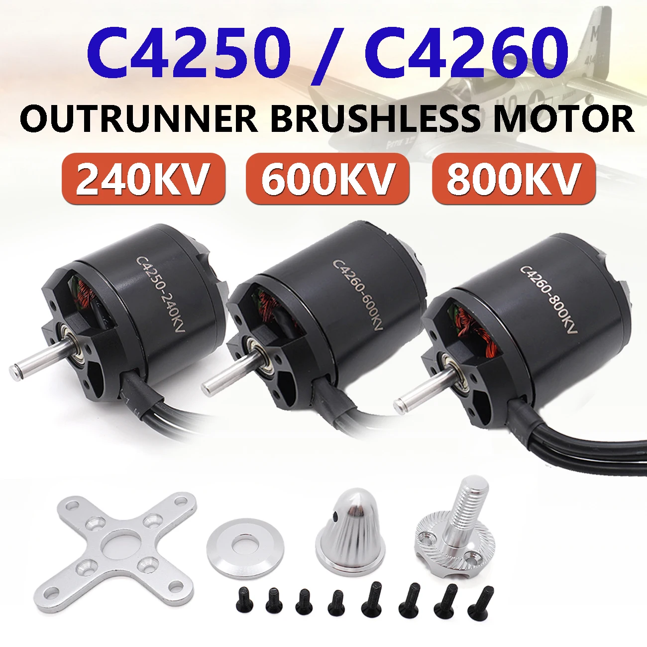 C4250 C4260 Outrunner Brushless Motor 240KV 600KV 800KV 5.0mm Shaft for RC Aircraft Fixed-wing Multicopter Drone Quadcopter Part