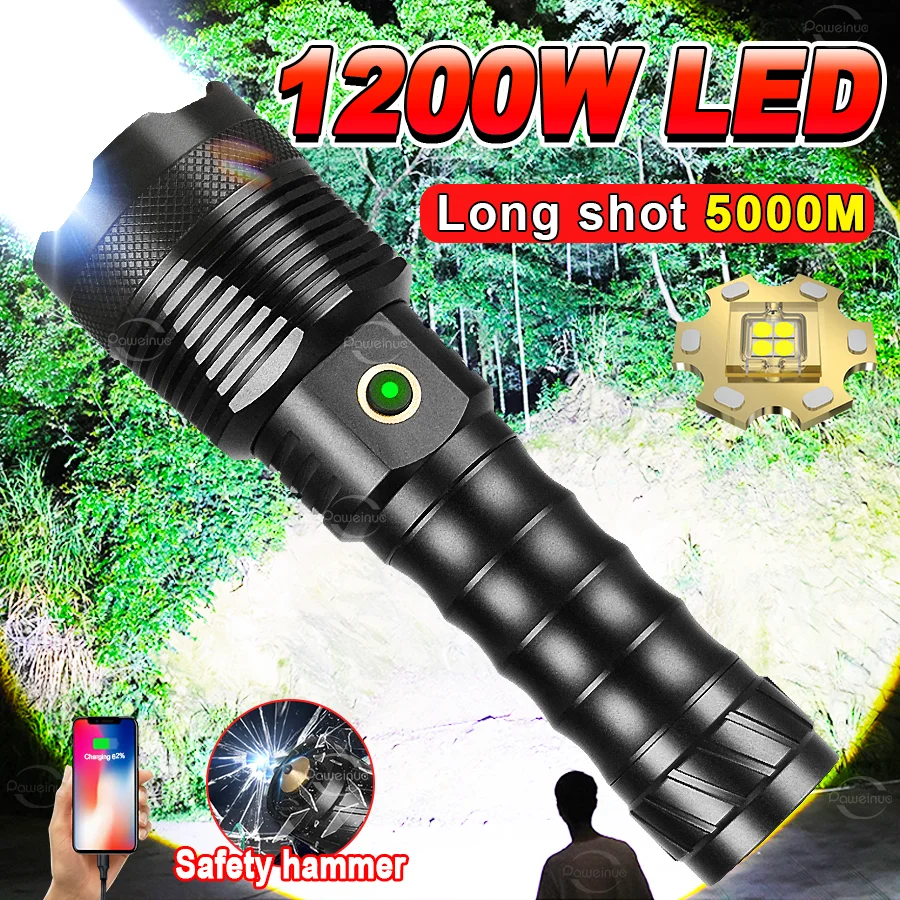 

Мощный перезаряжаемый светодиодный фонарь 2026 года с дальностью 5000 м, тактический фонарь для активного отдыха, кемпинга и рыбалки
