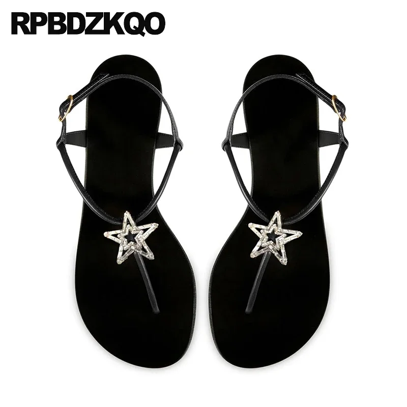 

Женские босоножки со стразами, туфли на плоской подошве в Европейском стиле, 34 Цвета