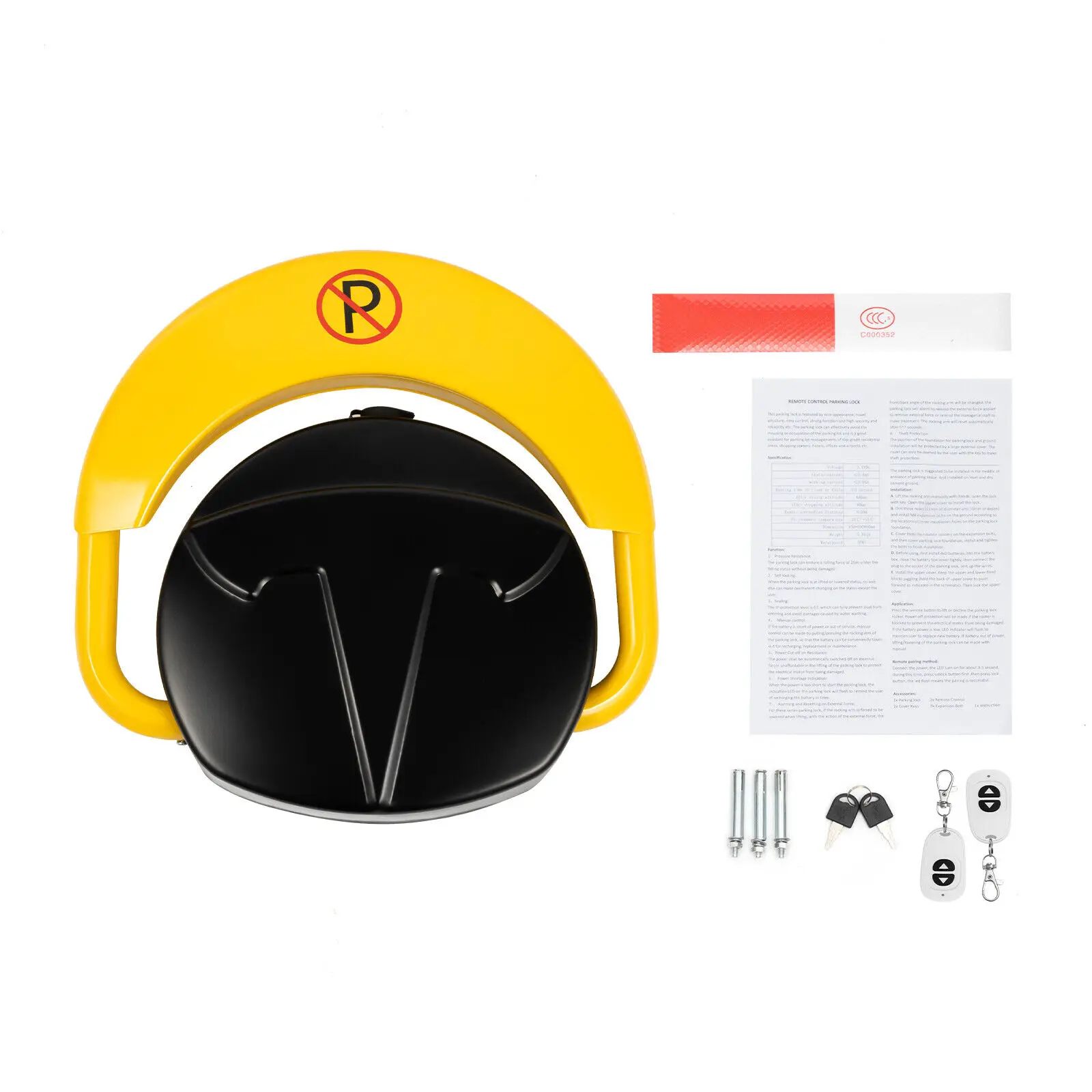 Automatic Parking Lock, Car Park Driveway Guard, Space Barrier Lock, with 2 Remote Control, Yellow Parking Barrier Waterproof