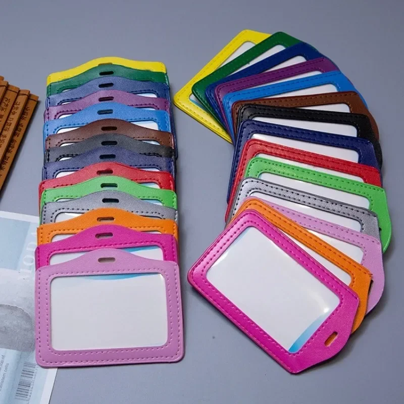Unisex PU Leather Card Cover for Women Kids Bus Credit ID Name Business Working Bank Card Badge Holder Protective Cover bags