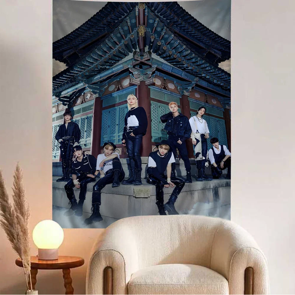 K-kpop Stray Kids Printed Large Wall Tapestry Cheap Hippie Wall Hanging Bohemian Wall Tapestries Mandala Home Decor