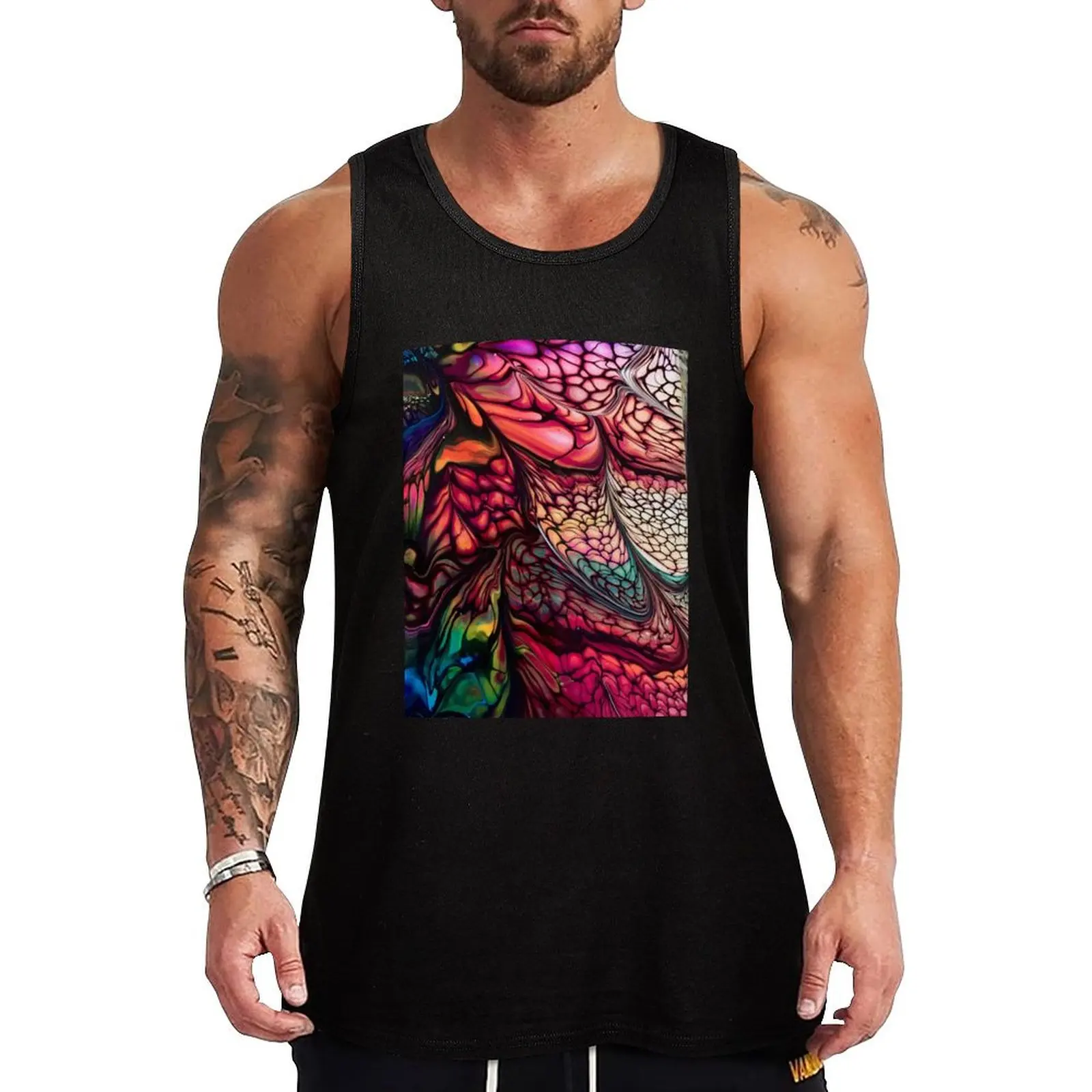 Stained Glass Tank Top Gym man running shirt underwear mens clothing