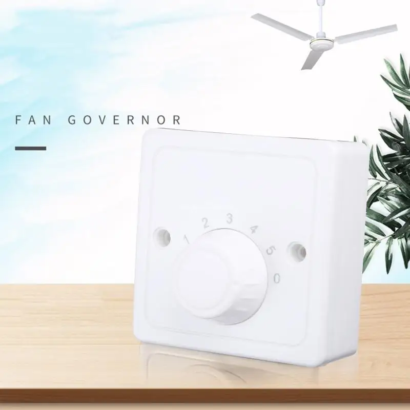 220V Universal Adjustment Ceiling Fan Speed Control Wall Button Dimmer Five Gears Fan Speed Adjuster Dropship