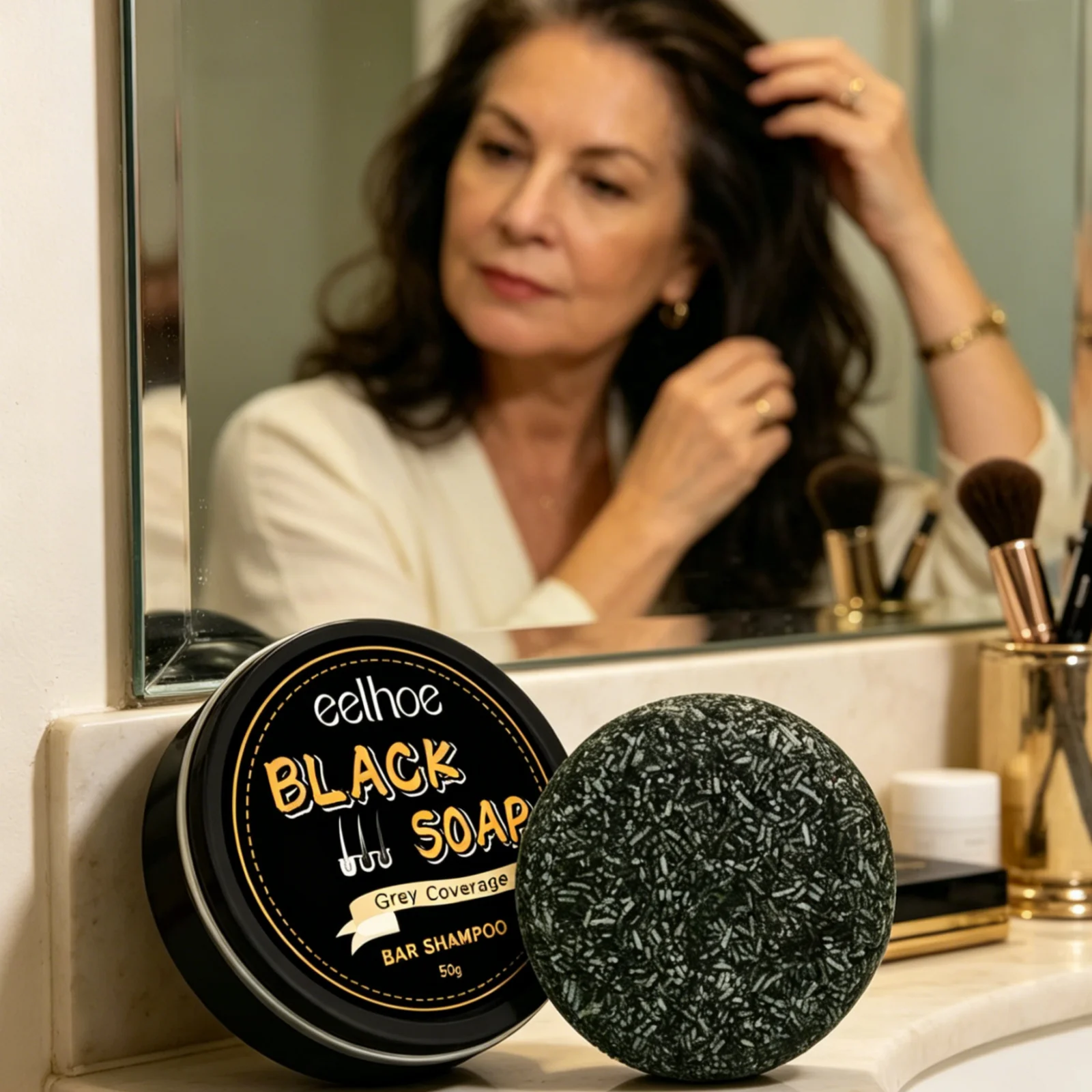 EELHOE Black Soap Deep Nourishment Long Lasting Moisturizing Powerful Cleaning Soft Smooth Hair Revitalizing Natural Shampoo Bar