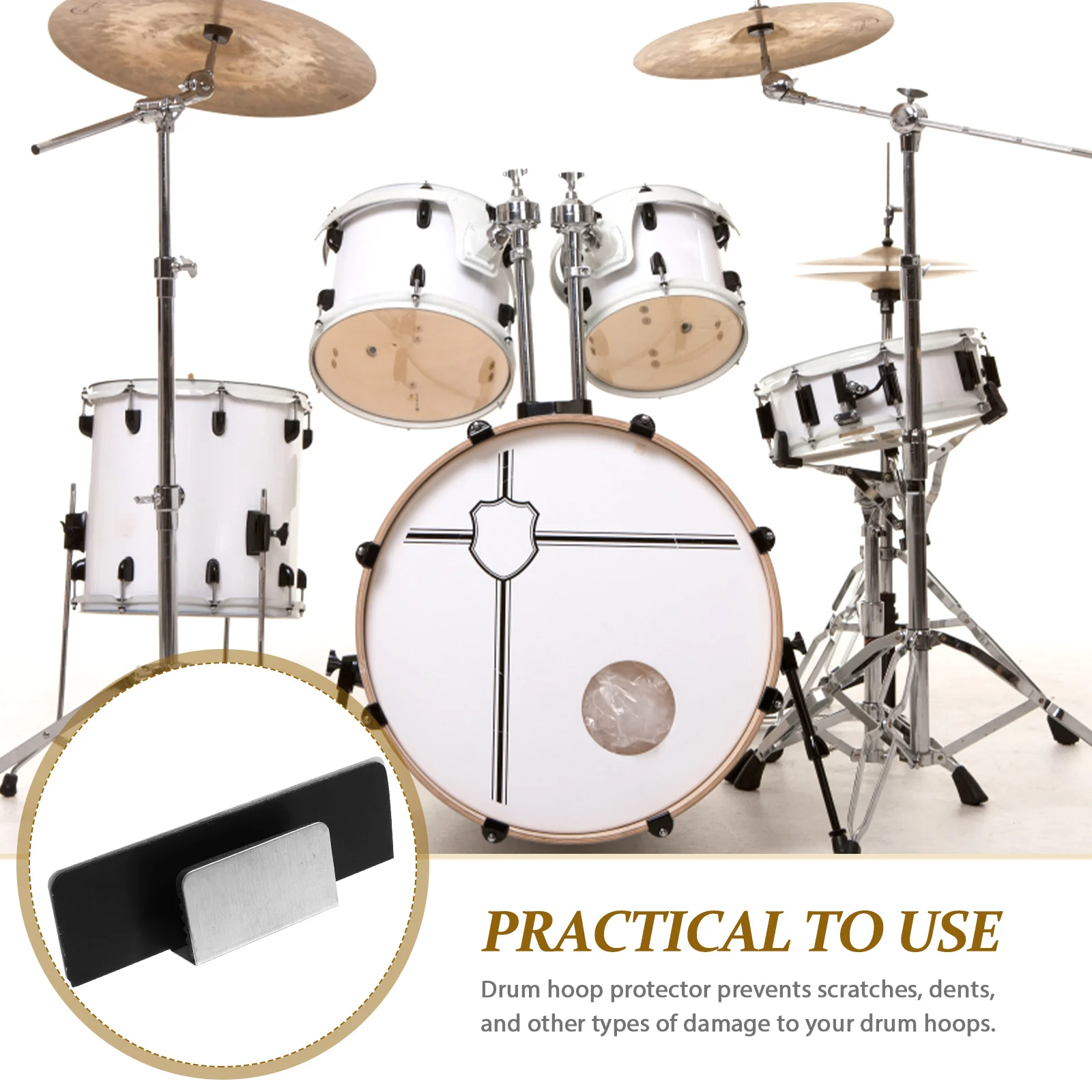 

Lightweight Drum Hoop Protector Silicone with Metal Reinforcement for Drum Set Rim Protection Easy Install No Sound Interference