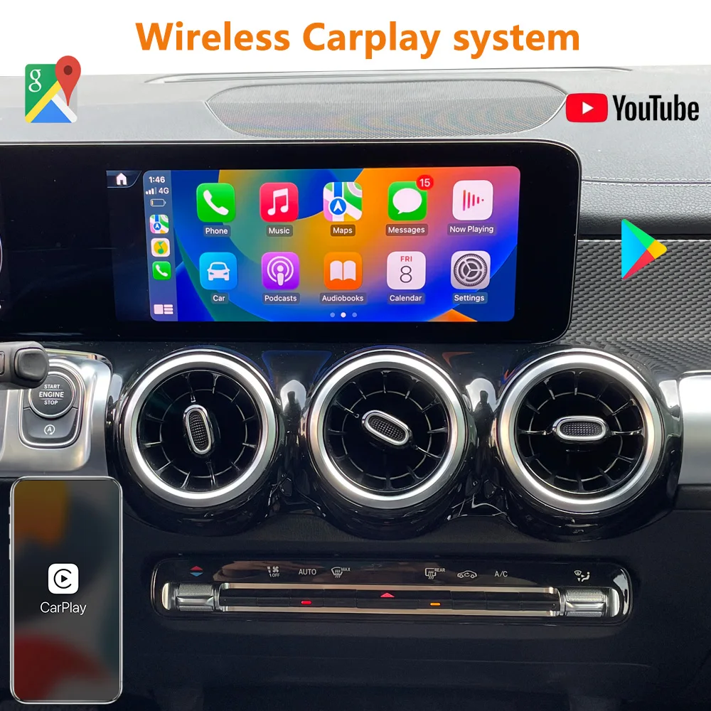 CarPlay Ai Box Android 13 Led Wireless Android Auto and CarPlay Video Smart Box 64G QCM6125 Supports Youtube Netflix Accessories