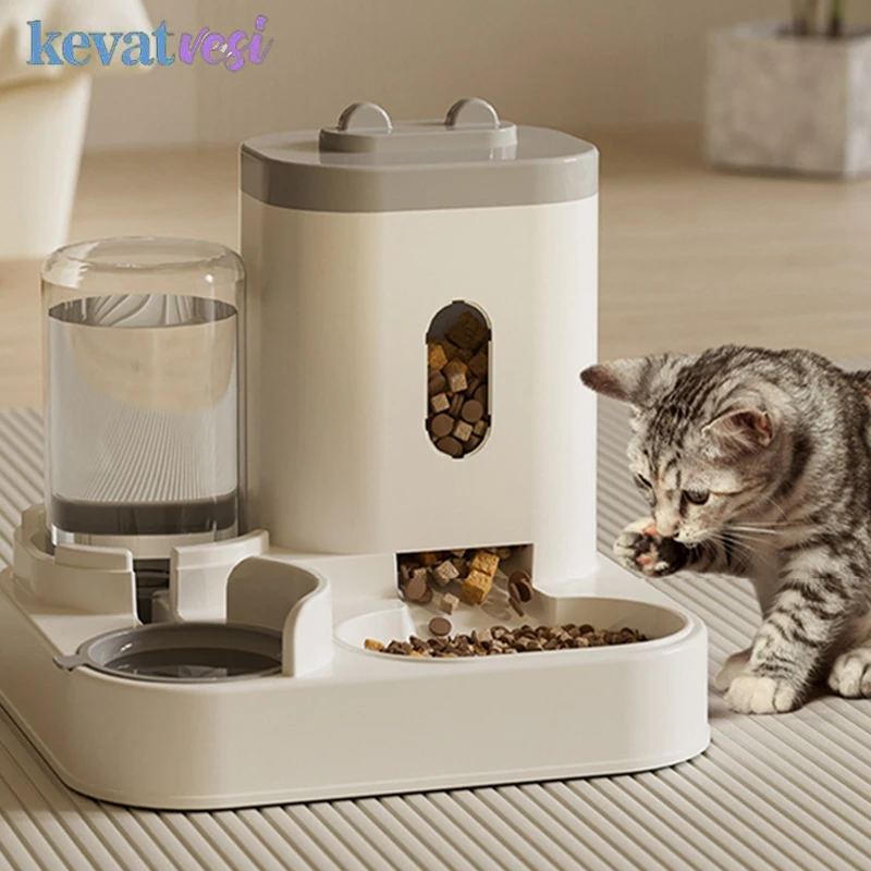 

Automatic Cat Feeder Large Capacity Dog Food Bowl With Water Fountain 2-in-1 Cat Drinker Pet Water Dispenser Cat Accessories