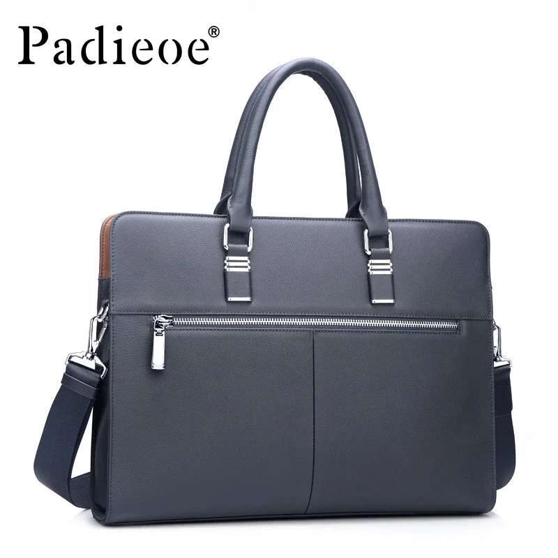 Imagem -04 - Padieoe Bolsa Portátil de Couro Genuíno Maleta Masculina Bolsa Casual de Negócios Bolsa Mensageiro para Homens Marca de Luxo Moda