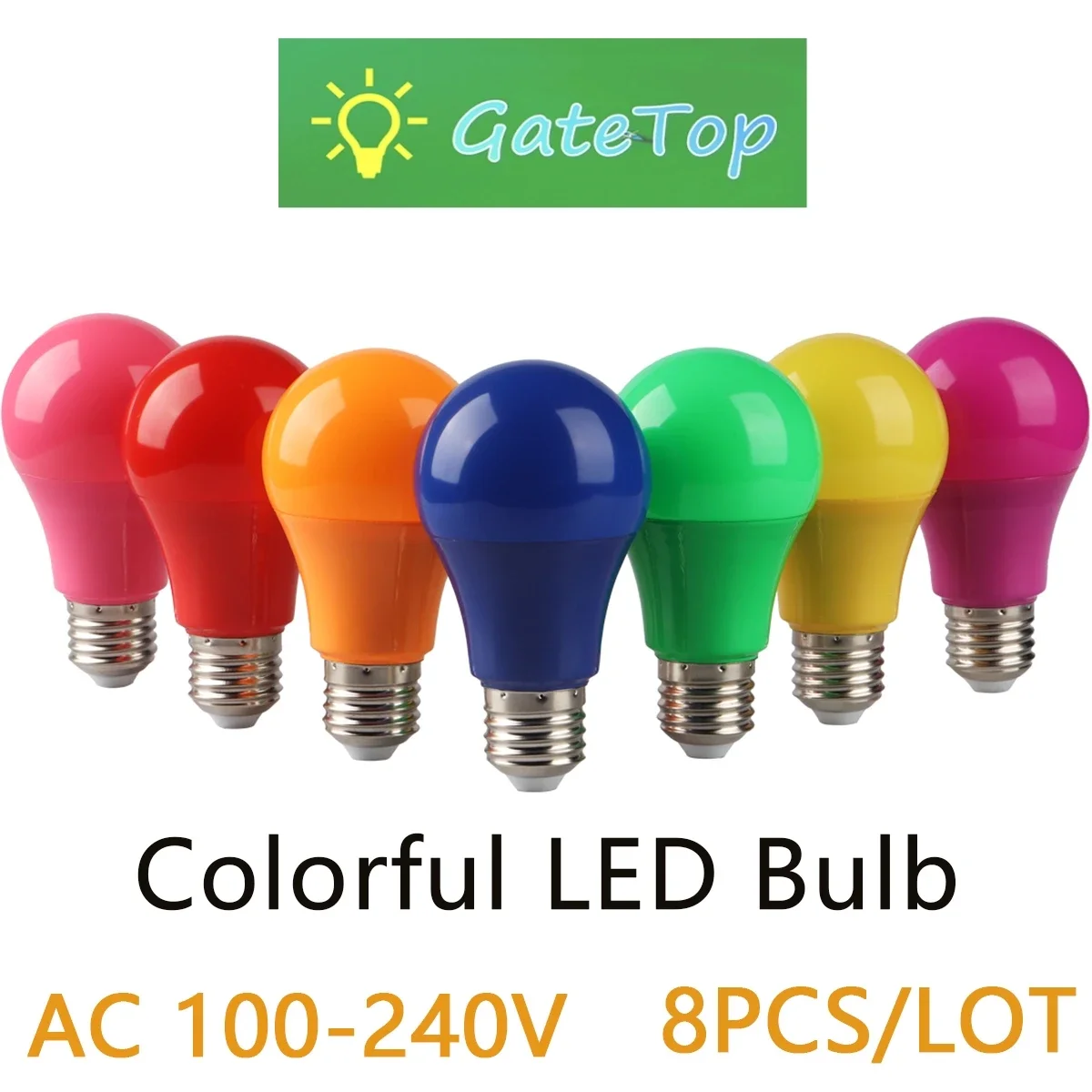 

8PCS/LOT LED energy-saving color bulbs Christmas decoration marquee night light E27 AC110V 220V 8W no flicker 7 colors