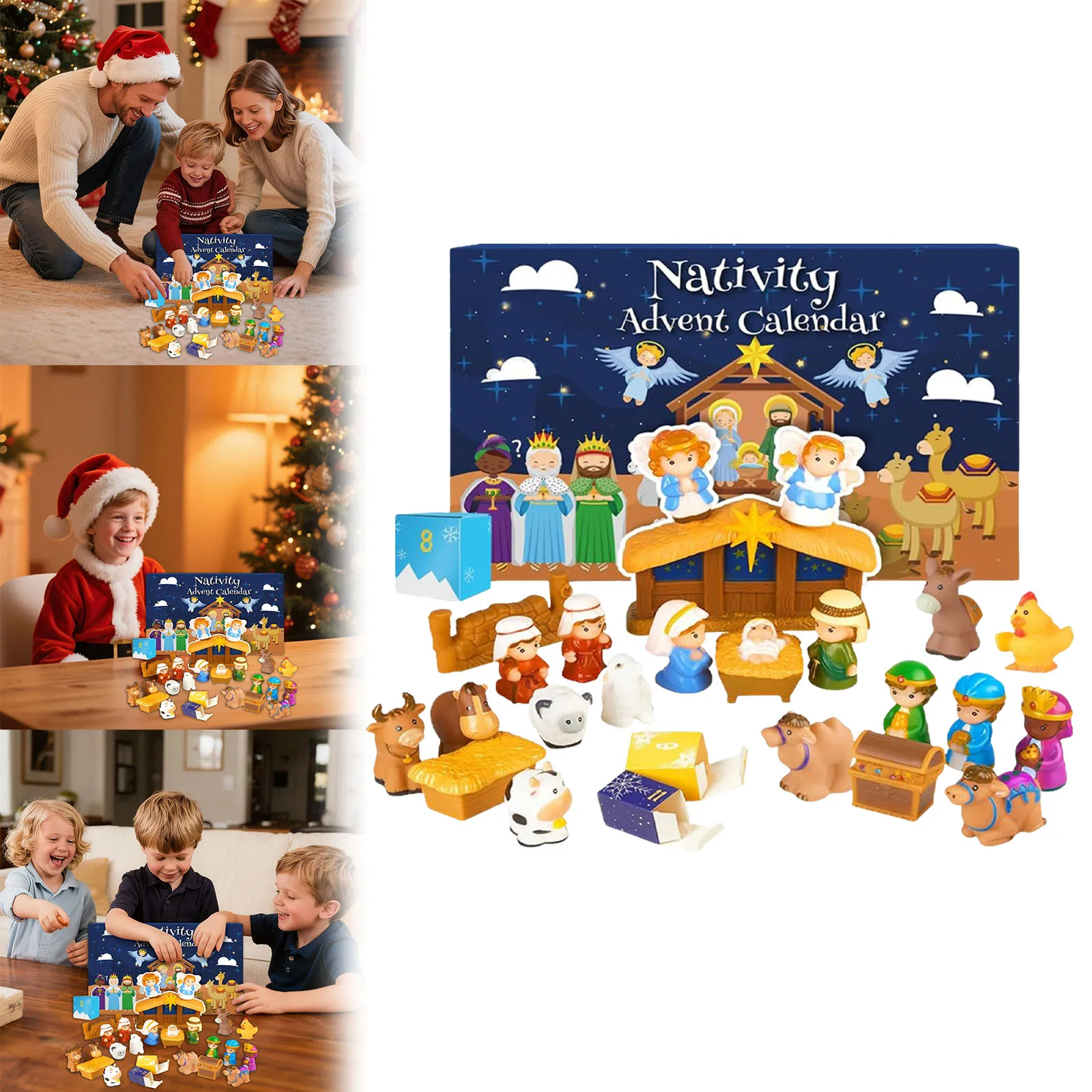 Minuterie de merde calendrier de bas 25 scène d'histoire de noël ensemble de jouets cadeau Surprise de noël compte à rebours ensemble de calendrier minuterie de cuisson
