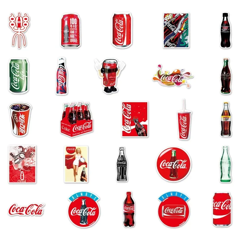 10/25/50 PCS Color Vintage Coke Bottle Stickers Personalized Decoration Luggage Compartment Notebook Waterproof Decals Stickers