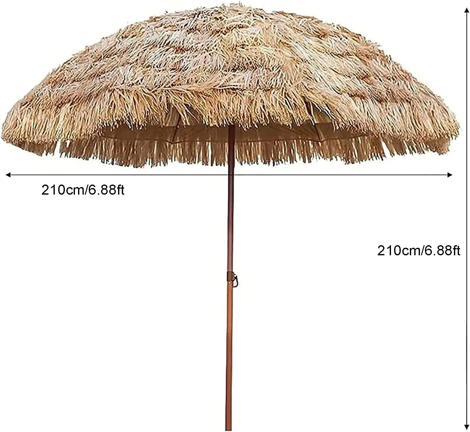 

Outdoor Table Umbrella, Straw Top with Sun-Resistant Fabric, Tilt & Triangular Base, for Patio