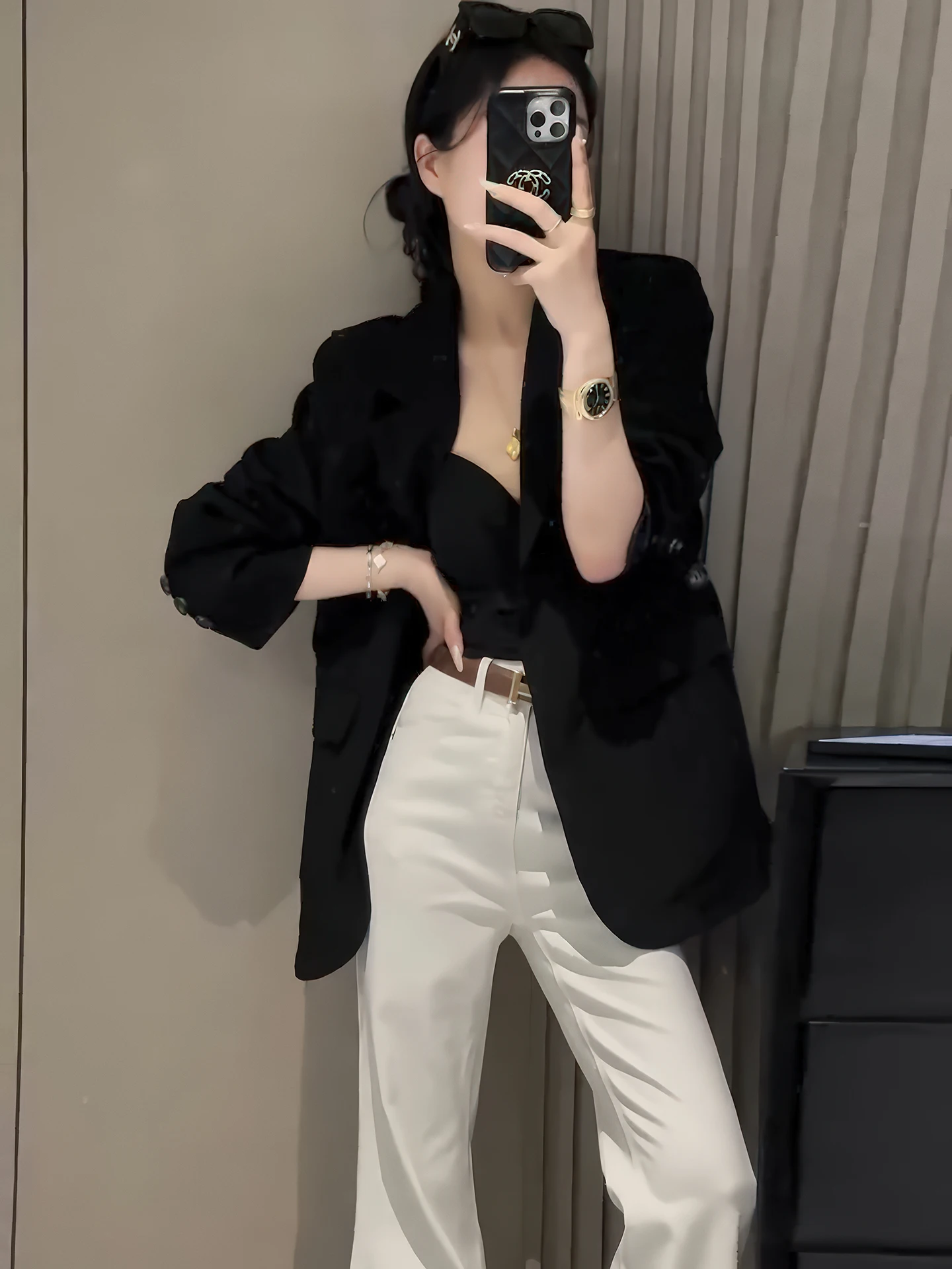 

Casual Style Black Suit Jacket Women's Spring 2026 New Waist-Cinching High-End Feel Top Quality Korean Simple Fashion