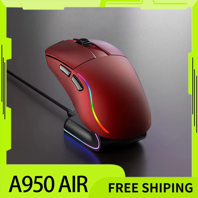 Dareu A950 Air Gamer Wireless Mouse 2 Mode 30000dpi Aim-750u 8k Bluetooth Mouses Lightweight Gaming Mice Pc Office Custom Gift