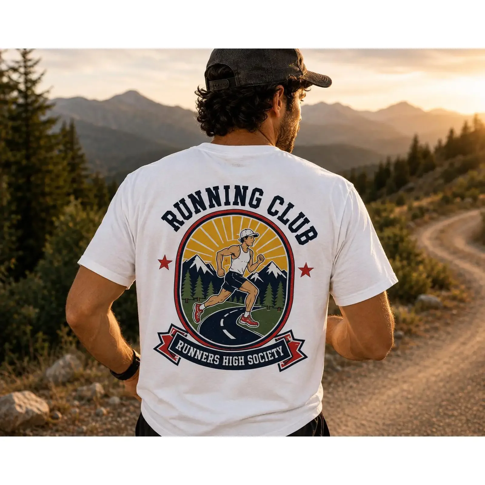 Running Club Runners High Society T Shirt Retro Trail Funny Runner Marathon for Joggers vintage Washed Comfortable Stretched