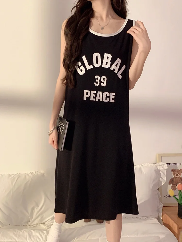 

Women's Summer Modal Long Vest Dr Loose Letter Print Lightweight Casual Spwear Comfortable Home Clothes Outerwear