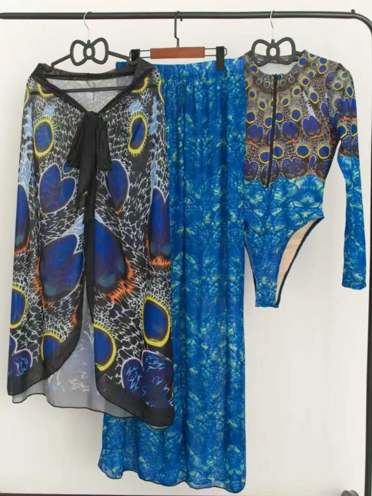 

3 Piece Sets High Waist Sexy Swimsuit Women Summer Bathing Suit Bikini Set Long Sleeve Swimwear Beach Swimming Suit Купальник