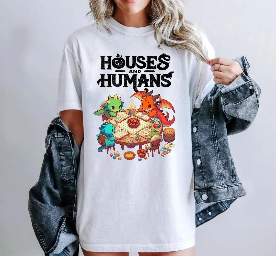 

Винтажная рубашка D&D Houses and Humans в стиле ретро 90-х годов Футболка Dungeons and Dragons Одежда Рубашка с короткими рукавами с графическим рисунком Мужчины Женщины Всесезонная