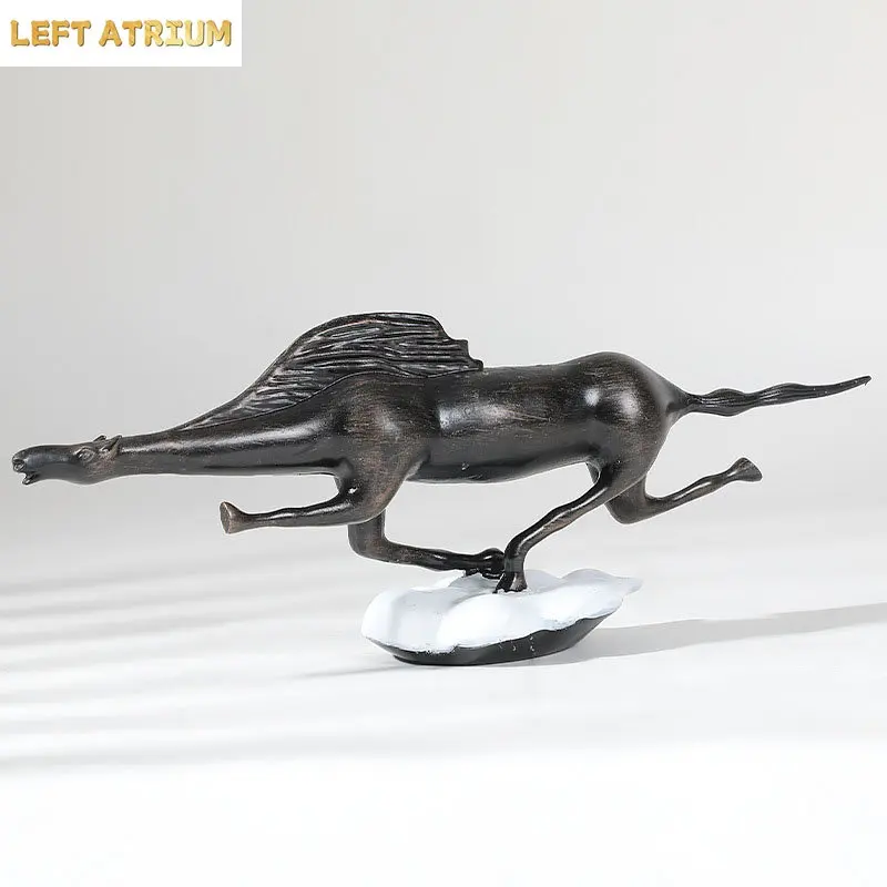 Black Cast Iron Bull Statue Abstract Animal Sculpture Desk Decoration Minimalist Geometry Cattle Ornaments Modern Home Decor
