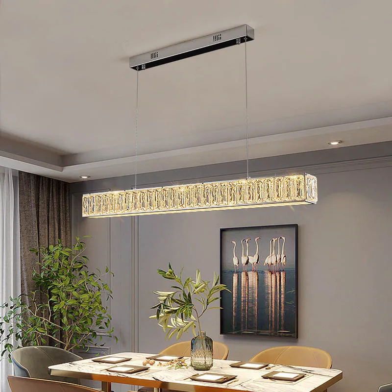 

Lampes suspendues en cristal de luxe, boutique moderne, Bar, Restaurant, café, lustre de plafond, décoration de maison simple, bande lumineuse LED en un mot