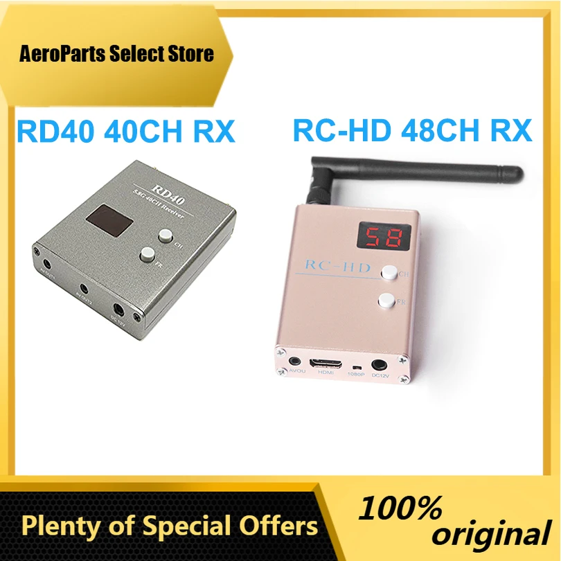 AeroPartsRD40 5.8G 40CH / RC-HD 48CH HDMI-Compatible Wireless Audio Video Diversity Receiver Dual Antenna High Sensitivity FPV D