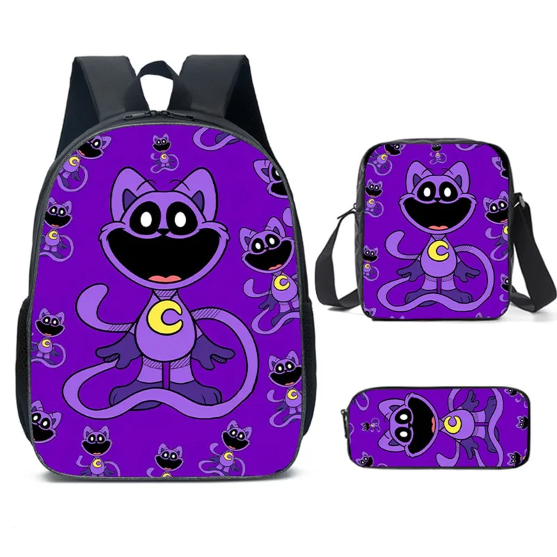 Cute Cartoon Impresso Mochila Conjuntos para Crianças, Sorrindo Dólares, Lunch Bag, Lápis Case, Grande Capacidade, Casual Estudantes Schoolbag, Presente, 3Pcs