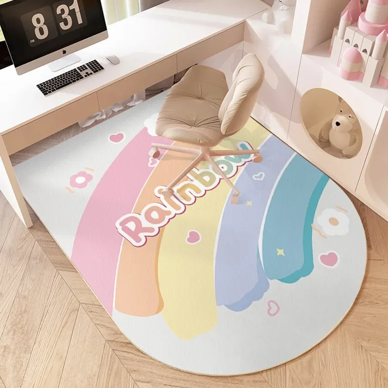 Cute Cartoon Children's Desk Carpets Cream Style Decorative Bedroom Carpet Childlike Pattern Comfortable Easy Care Girl Room Rug