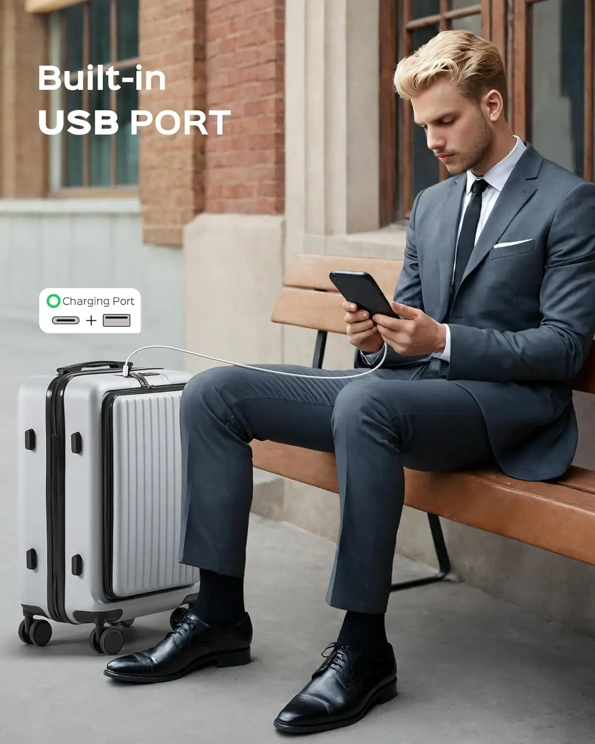 Suitour bagaglio a mano 22 x14x9 valigia rigida approvata dalla compagnia aerea con tasca frontale, ruote Spinner bagagli con porta Usb